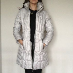 White Long Puffer Jacket Guess